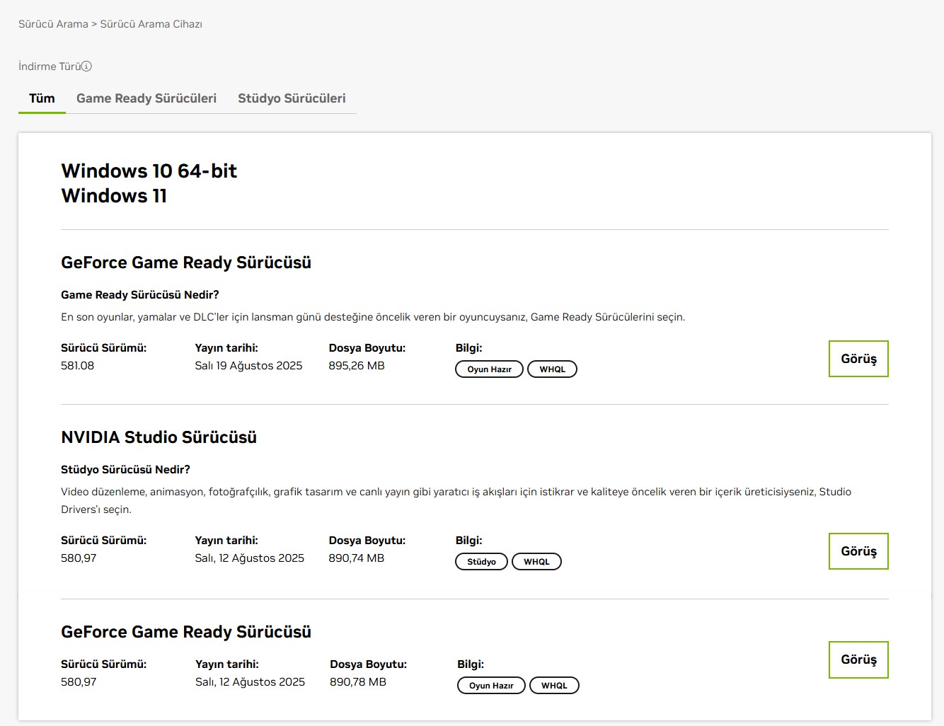 NVIDIA ekran kartı güncelleme