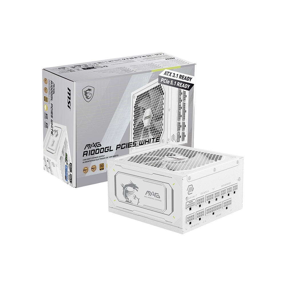 MSI MAG A1000GL PCIE5 WHITE 1000W 80Plus Gold ATX 3.1 Full