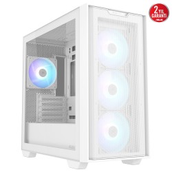 ASUS A21 PLUS TG ARGB BEYAZ 4xARGB Fanlı Temperli Cam mATX Beyaz Gaming Kasa