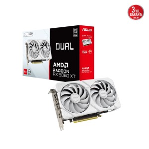 ASUS DUAL Radeon RX 9060 XT OC White Edition 16GB GDDR6 128Bit RDNA 4 AMD Beyaz Ekran Kartı-DUAL-RX9060XT-16G-WHITE