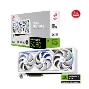 ASUS ROG Astral GeForce RTX 5080 16GB GDDR7 WHITE OC Edition ARGB 256 bit DLSS 4 NVIDIA BEYAZ Ekran Kartı-ROG-ASTRAL-RTX5080-O16G-WHITE