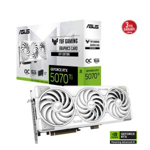 ASUS TUF Gaming GeForce RTX 5070 Ti 16GB GDDR7 BTF White OC Edition DLSS 4 256Bit NVIDIA Ekran Kartı-TUF-RTX5070TI-O16G-BTF-WHITE