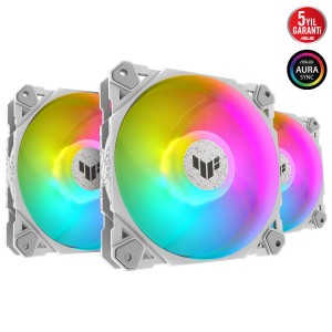 ASUS TUF GAMING TF120 ARGB Kontrollü 3x120mm PWM Üçlü Beyaz Fan Kiti