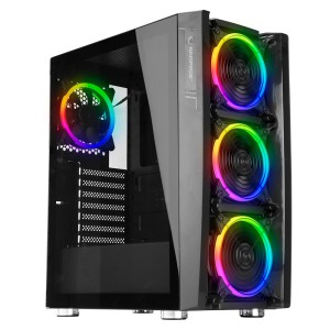 Rampage HACKER Temperli Cam 600W 80 Plus Bronze Siyah 4 x RGB Fan Gaming Kasa