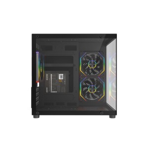 Rampage LUMID 650W  80 Plus Bronze M-ATX Temperli Camlı 3*12cm ARGB Fan Siyah Oyuncu Kasası