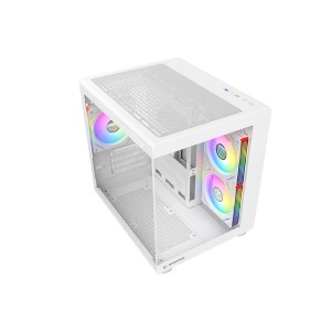 Rampage MINID V1 750W 80 Plus Bronze M-ATX Temperli Camlı 3*12cm ARGB Fan Beyaz Oyuncu Kasası