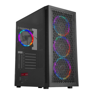 Rampage PLATINO 4 x 120 mm Rainbow Fanlı 600W 80 Plus Bronze Temperli Cam Mesh Gaming Kasa