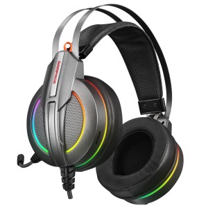 Rampage RM-K6 STARK PLUS USB 7.1 Double RGB Efektli Metalik Gri Surround Gaming Mikrofonlu Kulaklık