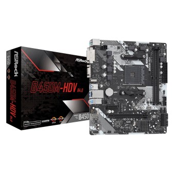 Asrock B450M-HDV R4.0 Soket AM4 AMD B450 3200 MHz (O.C) m.2 mATX Anakart
