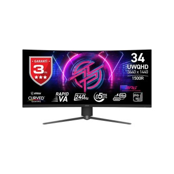 MSI MPG 346CQRF X24 34" 240HZ 0.5MS (Min.) 3440x1440 (UWQHD) HDR 400 RAPID VA Adaptive-Sync Kavisli Gaming Monitör