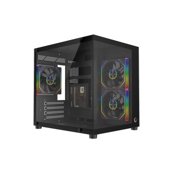 Rampage LUMID 650W  80 Plus Bronze M-ATX Temperli Camlı 3*12cm ARGB Fan Siyah Oyuncu Kasası