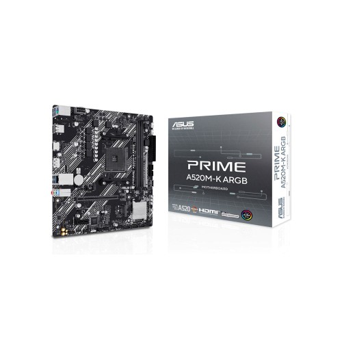 ASUS PRIME A520M-K ARGB AMD A520 Soket AM4 DDR4 4600MHz (O.C.) M.2 mATX Anakart