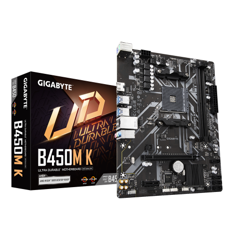 GIGABYTE B450M K AMD B450 Soket AM4 DDR4 3600 MHz (O.C.) M2 mATX Anakart