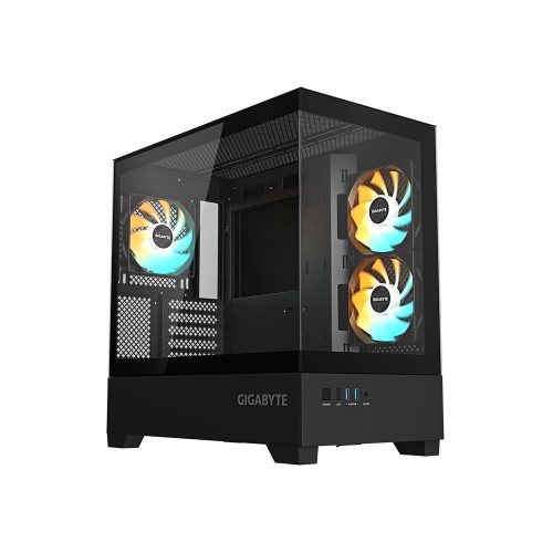 GIGABYTE C201 PANORAMIC 3xARGB Fanlı Temperli Camlı m-ATX Siyah Gaming Kasa-GB-C201P