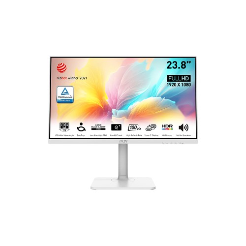 MSI 23.8" MODERN MD2412PW 100HZ 1MS FHD 16:9 FLAT IPS  Adaptive-Sync Pivot Beyaz Type-C Monitör
