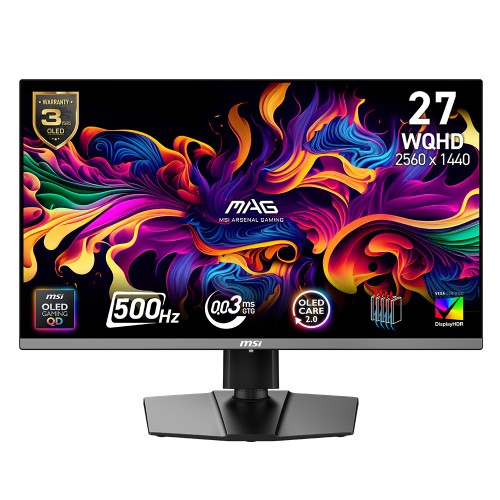 MSI 26.5 MAG 272QP QD-OLED X50 500HZ 0.03MS 2560x1440 (WQHD) FLAT QD-OLED FREESYNC PREMIUM PRO PIVOT GAMING MONITOR