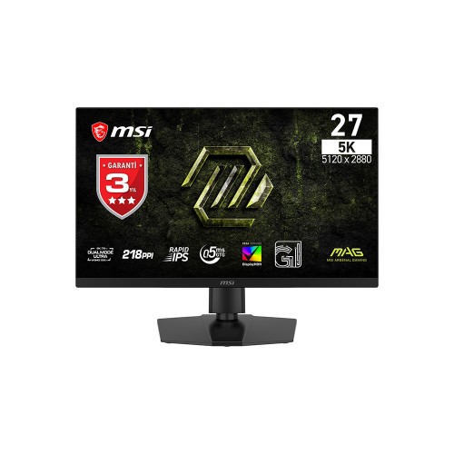 MSI MAG 271KPD7 27" 5K:75HZ QHD:300HZ 0.5MS 5120x2880 (5K) Rapid IPS FreeSync Premium Pivot Gaming Monitör