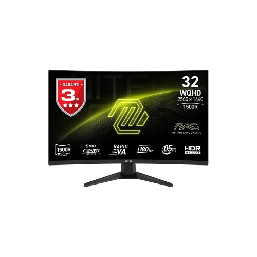 MSI  MAG 321CQF E18 31.5" 180HZ 0.5MS 2560x1440 (WQHD) Rapid VA AMD FreeSync Kavisli Gaming Monitör