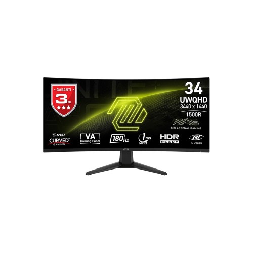 MSI MAG 346CQ 34" 180HZ 1MS (MPRT) 3440x1440 (UWQHD) VA FreeSync Premium Kavisli Gaming Monitör