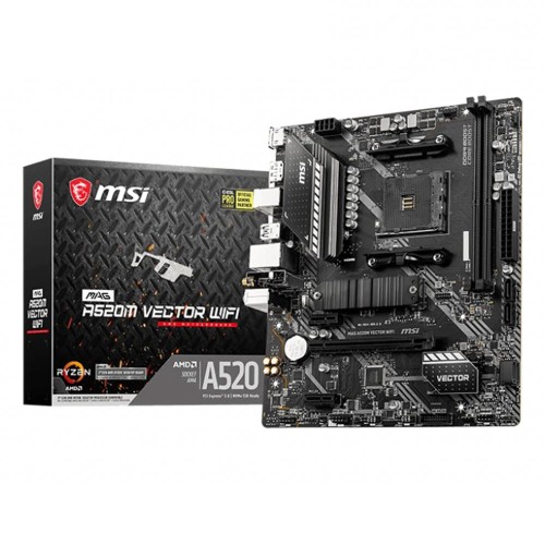 MSI MAG A520M VECTOR WIFI Amd A520 Soket AM4 DDR4 4600MHz (OC) M.2 mATX Anakart