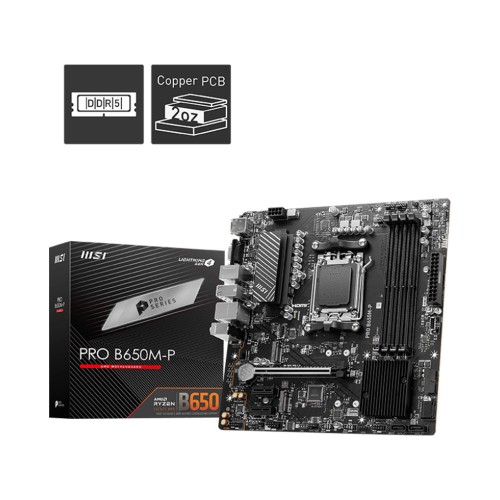 MSI PRO B650M-P AMD B650 SOKET AM5 DDR5  7200MHZ(OC) mATX Anakart