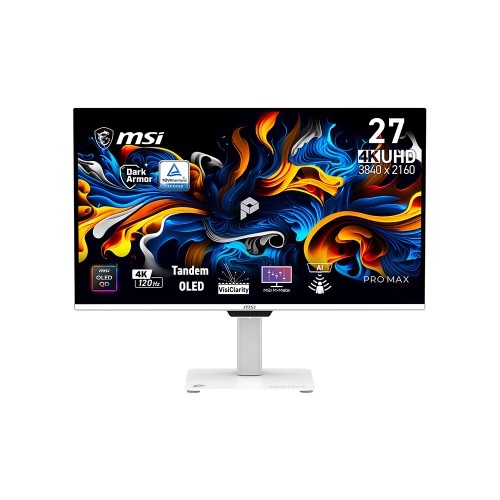 MSI PRO MAX 271UPXW12G 26.5" 120HZ 0.03MS (GtG) 3840x2160 (UHD) Tandem QD-OLED Adaptive Sync Premimum Pro Beyaz Monitör