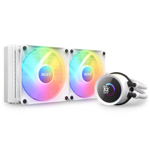 NZXT Kraken 240 Beyaz 240mm RGB Fanlı LCD Ekranlı İşlemci Sıvı Soğutucu-RL-KR240-W1