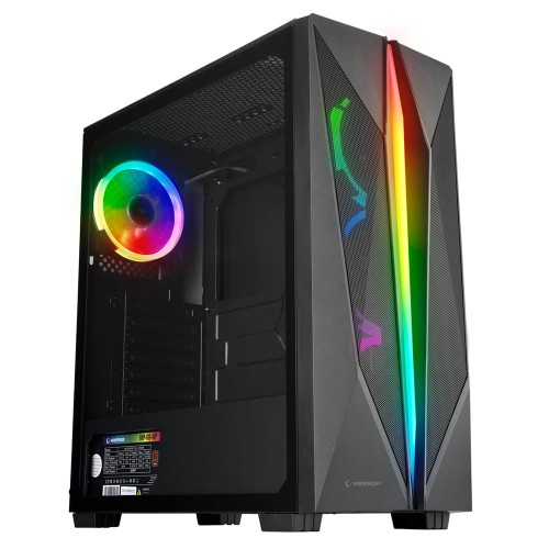 Rampage SHAKE Temperli Cam 600W 80 Plus Bronze Siyah 4x120 mm RGB Fanlı RGB Şeritli Gaming Kasa