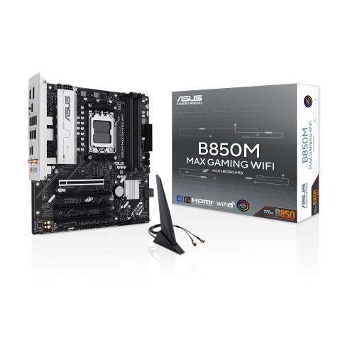 ASUS B850M MAX GAMING WIFI AMD B850 Soket AM5 8000+MT/s (OC) Wi-Fi 6 m-ATX Anakart