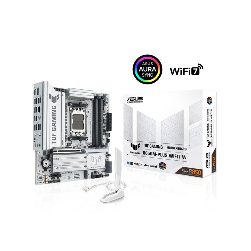 ASUS TUF GAMING B850M-PLUS WIFI7 W AMD B850 AM5 DDR5 8000+MT/s (OC) WiFi 7 + BT AURA RGB mATX Anakart