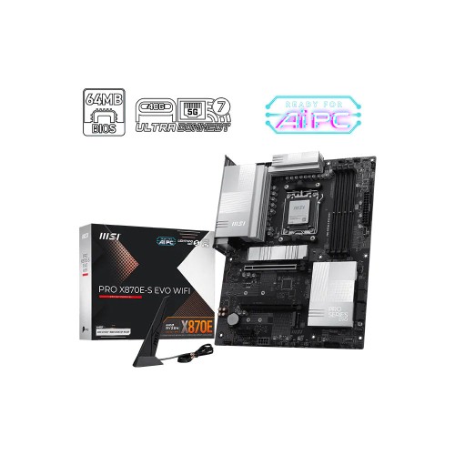 MSI PRO X870E-S EVO WIFI Soket AM5 DDR5 8200+ MT/s USB4 64MB BIOS Wi-Fi 7 ATX  Anakart