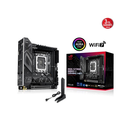 ASUS ROG STRIX B860-I GAMING WIFI Intel B860 Core Ultra LGA 1851 Soket 9066MT/s WiFi 7 Mini-ITX Anakart