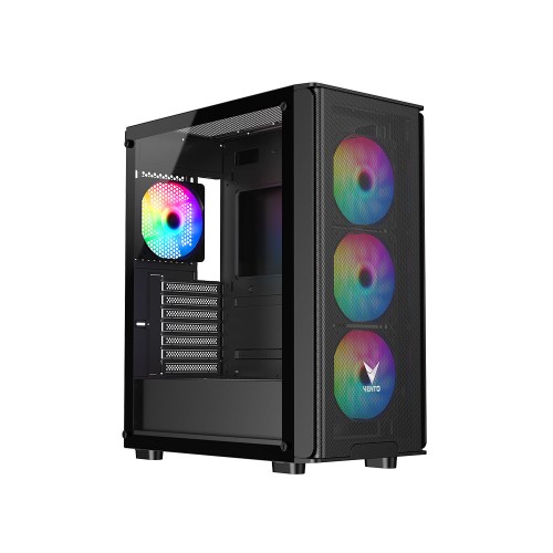 VENTO VG10F-VENTO 650W 80Plus Mesh Temperli Camlı USB 3.0 ATX Rainbow Gaming Kasa